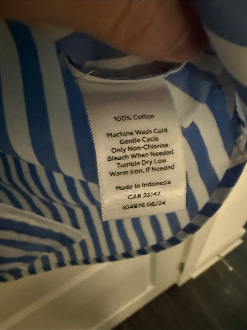 Talbots Two-Tone Green and Blue Striped Button-Up Shirt - Picture 3 of 6
